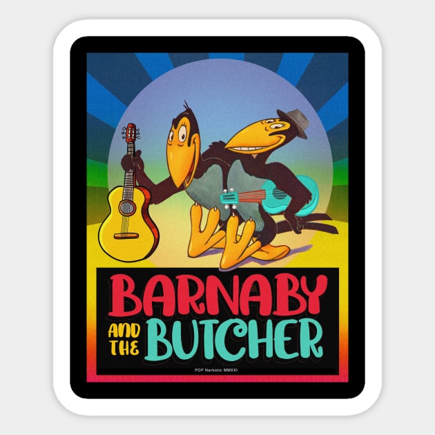 Barnaby and the Butcher (Heckle & Jeckle) Sticker by LittleCloudSongs